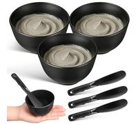 ULTECHNOVO Bol Mélangeur en Silicone Noir pour Masques DIY Spatule Plate Flexible, pour Appliquer des Crèmes en Spa, Set Complet pour Esthéticiennes Réutilisable