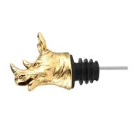 ULTECHNOVO Bouchon Verseur à Vin Animal en Alliage de Zinc, Tête de Rhinocéros Dorée, pour Bar et Occasions Festives, Scelle et Facilite le Service