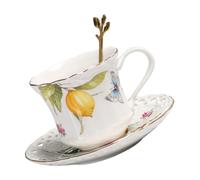 ULTECHNOVO Coffret Tasse à Café en Céramique avec Soucoupe et Cuillère, Style Européen Rétro, Pratique et Polyvalent pour Maison et Café, Design Élégant et Solide Couleur Couleur Aléatoire