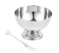ULTECHNOVO Coupe à Glace en Acier Inoxydable 200ml Argenté, avec Fourchette | Bol Simple et Créatif, Robuste pour Fruits, Snacks, Salade, Vin, Usage Quotidien Élégant