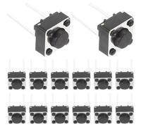 ULTECHNOVO Lot de 100 Boutons-poussoirs Tactiles Momentanés en Plastique Noir Design à Deux Pieds, Facile à Installer, pour Circuits Imprimés Pcb