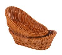 ULTECHNOVO Lot de 2 Paniers de Rangement Alimentaires en Plastique Imitation Rotin, Forme Ovale, Paniers Tressés pour Fruits et Snacks, Contenant Ouvert pour Organisation la Réutilisable