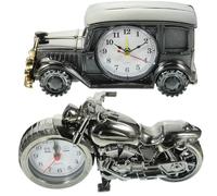 ULTECHNOVO Lot De 2 Réveils Rétro Réveil Moto Et Réveil en Forme De Voiture Horloge Analogique À Quartz pour Bureau Chambre Décoration De Table Et Cadeau