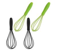 ULTECHNOVO Lot de 4 Fouets Mini en Silicone et Acier Inoxydable pour Cuisiner, Poignée Ergonomique Facile à Saisir, pour Pâtisserie et Usage à Domicile