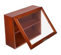 ULTECHNOVO Meuble Vitrine Vintage en Bois Marron Porte Acrylique, Présentoir de Collection Solide et Facile à Utiliser pour Décoration et Rangement