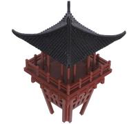 ULTECHNOVO Pagode de Jardin Miniature Pavillon Miniature pour Bonsaï et Aquarium, Plastique Marron, Décor Chinois Traditionnel, Décoration Extérieure et Intérieure, Détails Soignés