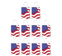 ULTECHNOVO Paquet en Papier à Motif Drapeau Américain Réutilisables Poignée Confortable Lot de 10 Patriotiques pour Fête du 4 Juillet pour Présents