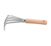 ULTECHNOVO Petit Râteau de Jardin Outil Polyvalent en Acier Inoxydable avec Manche en Bois Ergonomique pour Ameublir Le Sol et Collecter Les Coquillages Jardin à Domicile