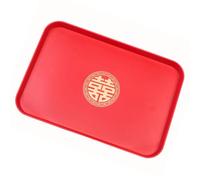 ULTECHNOVO Plateau de Mariage Décoratif de Style Chinois Rouge en Pp, Assiette Carrée Facile à Nettoyer pour Collations et Fruits en Boutique de Desserts ou Restaurant