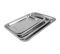 ULTECHNOVO Plateau de Service en Acier Inoxydable 4 Pièces Large Bord Transport Facile, Surface Lisse, pour Repas D'anniversaire et Fêtes