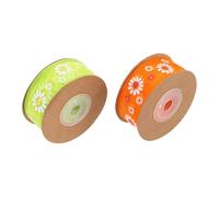 ULTECHNOVO Ruban Décoratif en Organza Transparent à Motifs Marguerite et Tournesol, 2pcs, Doux et Élégant, pour Emballage Présent et Décoration de Bouquet Saison de Printemps