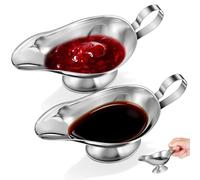 ULTECHNOVO Saucière En Acier Inoxydable Distributeur Sauce Avec Bec Verseur Pichet À Sauce 2 Pièces Bol À Pour Vinaigrette Jus De Fruits Barbecue Table