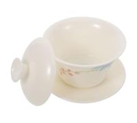 ULTECHNOVO Tasse de Thé Kung-fu en Céramique Blanche avec Couvercle et Soucoupe, Service Traditionnel pour Dégustation de Thé Maison, Design Élégant et Polyvalent
