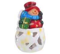 ULTECHNOVO Veilleuse Bonhomme de Neige en Résine Lumière LED Chaude, Décoration de Noël Festive pour Table, Facile à Utiliser, pour Intérieur Hiver