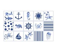 Ulticool - Autocollants imperméables carreaux - poisson mer aquarium coquillage - 15 x 15 cm - 15 pièces autocollants en film - pour mur salle de bain cuisine