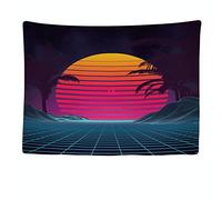 Ulticool - Neon Retro 80s Vintage Palm - Tapisserie murale - 200x150 cm - Grande tapisserie - Eighties - Années quatre-vingts - Serviette - Accessoires pour Tapestry Chambre Salon