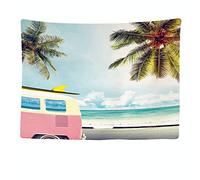 Ulticool - Tapisserie Murale Décorative Chambre - Bus Palmier Soleil Mer Van Life - 200 x 150 cm Grand - Papier Peint Tissu - Tapestry Aesthetic Wall - Décoration Panoramique