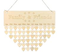 ULTNICE Famille Amis Anniversaire Rappel Calendrier Plaque en Bois Tableau avec étiquettes pour décoration de la Maison
