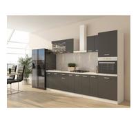 ULTRA Cuisine complète avec colonne four et plan de travail inclus - L 300 cm - 9 éléments - Gris mat