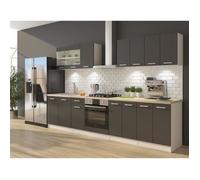 ULTRA Cuisine complète avec meuble four et plan de travail inclus L 300 cm - Gris mat