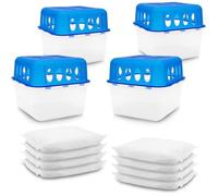 Ultra Fresh Lot de4 boîtes de granulés déshumidificateurs avec 8sacs de recharge de 400g-Déshumidificateur avec bac de récupération