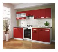 ULTRA - Meuble haut de cuisine 60 cm de large - Caisson avec 2 portes et étagère - Mélaminé rouge mat - L 60 x P 31 x H 55 cm