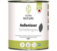 Ultra Nature Lasure extérieure 0,75 l, gris ardoise, végétalien, naturel biologique, sans solvant, lasure de protection du bois