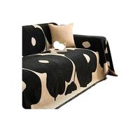 Ultra Soft Warm Throw Housse De Canapé en Chenille for Canapé en Forme De L, Serviette De Canapé Épaisse À Bord De Pompon for Le Salon, Décoration De Maison Élégante(Black,90x90cm)