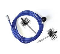 ULTRABRUSH B | Kit de nettoyage de cheminée poêle à granulés. 2 brosses à ramoneur flex. Compatible avec tout type de cheminée. Fil d'acier revêtu ultra robuste et coulissant. (6 mètres)