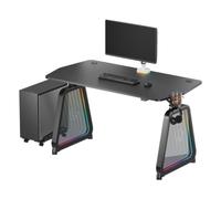 Ultradesk Booster Bureau d'ordinateur de Jeu - Construction en Acier - Espace pour Deux moniteurs - Formes futuristes - Espace pour Les Jambes et Plus - 136 x 70,5 cm - Noir