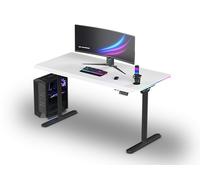 Ultradesk - Bureau Gaming Électrique avec Réglage Assis-Debout, LED RGB Prismatic, Meuble Bureau Idéal pour Gamer, Setup Gaming - Quest Black - L 140 cm, P 70 cm, H 72-120 cm - Blanc