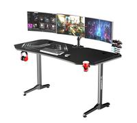 ULTRADESK FRAG XXL BLACK gaming desk, 160 x 75 cm, 75 cm, porte-casque et porte-boisson, avec tablette XXL pour l'ensemble du bureau