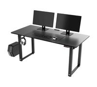 Table de travail, hauteur réglable électriquement, plateau noir, 160X75 cm, 74-116 cm, UPLIFT, avec piètement XXL