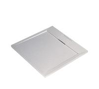 Ultraflat S I.Life Receveur de Douche Ultraplat 3 cm d'Épaisseur, Carré 120 x 120 cm, Finition Pierre Texturée, Naturellement Anti-Dérapant, Cache-Bonde Fourni, Blanc T5242FR