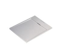 Ultraflat S I.Life Receveur de Douche Ultraplat 3 cm d'Épaisseur, Rectangulaire 100 x 70 cm,Finition Pierre Texturée, Naturellement Anti-Dérapant, Cache-Bonde Fourni, Blanc T5240FR