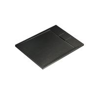 Ultraflat S I.Life Receveur de Douche Ultraplat 3 cm d'Épaisseur, Rectangulaire 100 x 90 cm, Finition Pierre Texturée, Naturellement Anti-Dérapant, Cache-Bonde Fourni,Noir T5231FV