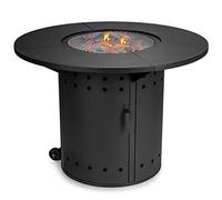 Ultranatura Ambiente Table à feu ronde, Charcoal, Grill, Ambiente in apot de pluie, Grille de gril, Extensible, Charbon de bois, Foyer, BBQ, Noir