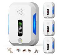 Ultrason Souris et Rats, 4 Pcs Intérieure Repulsif Souris avec 4 Modes Appareil Ultrason pour Nuisible Repousse Rats Moustiques Araignées Mouches Punaises Sûr pour Enfants et Animaux