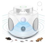 Ultrason Souris et Rats, Repulsif Souris Ultrasons 360° Anti Souris avec Lumière LED Appareil Ultrason pour Nuisible Rongeurs Plug in Répulsif Intérieur Dispositif Anti Nuisible Cafards pour Jardin