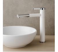 Ultrate Mitigeur Lavabo Haut - Blanc et Chrome - Essebagno