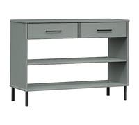ULUYYUC Armoire console Oslo en bois massif de pin gris 98 x 35 x 70 cm | Buffet polyvalent avec 2 tiroirs et 2 compartiments ouverts pour couloir, salon ou chambre à coucher. Robuste et élégant.