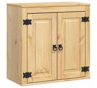 ULUYYUC Armoire de cuisine en pin marron miel 60 x 32 x 60 cm avec 2 portes et étagère pour cuisine simple, petit coin cuisine, design moderne pour salon, salle à manger, couloir