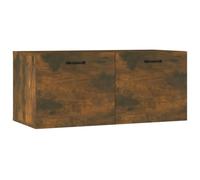 ULUYYUC Armoire murale flottante en bois de chêne fumé - 80 x 36,5 x 35 cm - Armoire suspendue avec espace de rangement pour salon et bureau - Meuble bas TV - Montage mural - Design moderne