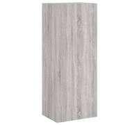 ULUYYUC Armoire TV murale en bois - 40,5 x 30 x 102 cm - Design moderne avec 3 compartiments et montage mural - Buffet peu encombrant - Pour salon, chambre à coucher, bureau - Gris Sonoma