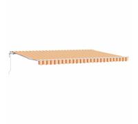 ULUYYUC Auvent à bras articulés 500 x 300 cm avec moteur et manivelle - Solution d'ombrage pour terrasse et jardin - Structure stable en aluminium et acier - Jaune et orange