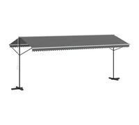 ULUYYUC Auvent autoportant, gris, 6 x 3 m, grand auvent à bras articulé, avec cadre en acier solide et manivelle, protection solaire pour jardin, terrasse et balcon