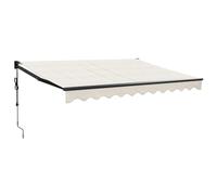 ULUYYUC Auvent électrique 3,5 x 2,5 m - Auvent de terrasse avec télécommande et manivelle manuelle - Bras articulé durable en aluminium pour jardin et balcon - Crème
