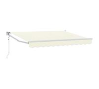 ULUYYUC Auvent électrique à bras articulé - 3 x 2 m - Auvent de terrasse avec télécommande et manivelle - Protection solaire extensible pour montage mural - Tissu crème - Cadre blanc