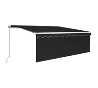 ULUYYUC Auvent rétractable manuel avec store vertical - 450 x 300 cm - Anthracite - Bras articulés - Avec cadre en aluminium - Store de terrasse pour jardin et balcon