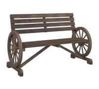 ULUYYUC Banc de jardin 2 places en bois massif de sapin 121,5 x 57 x 77,5 cm, design chariot avec dossier, accoudoirs et aspect brûlé, robuste et moderne pour balcon, terrasse et jardin